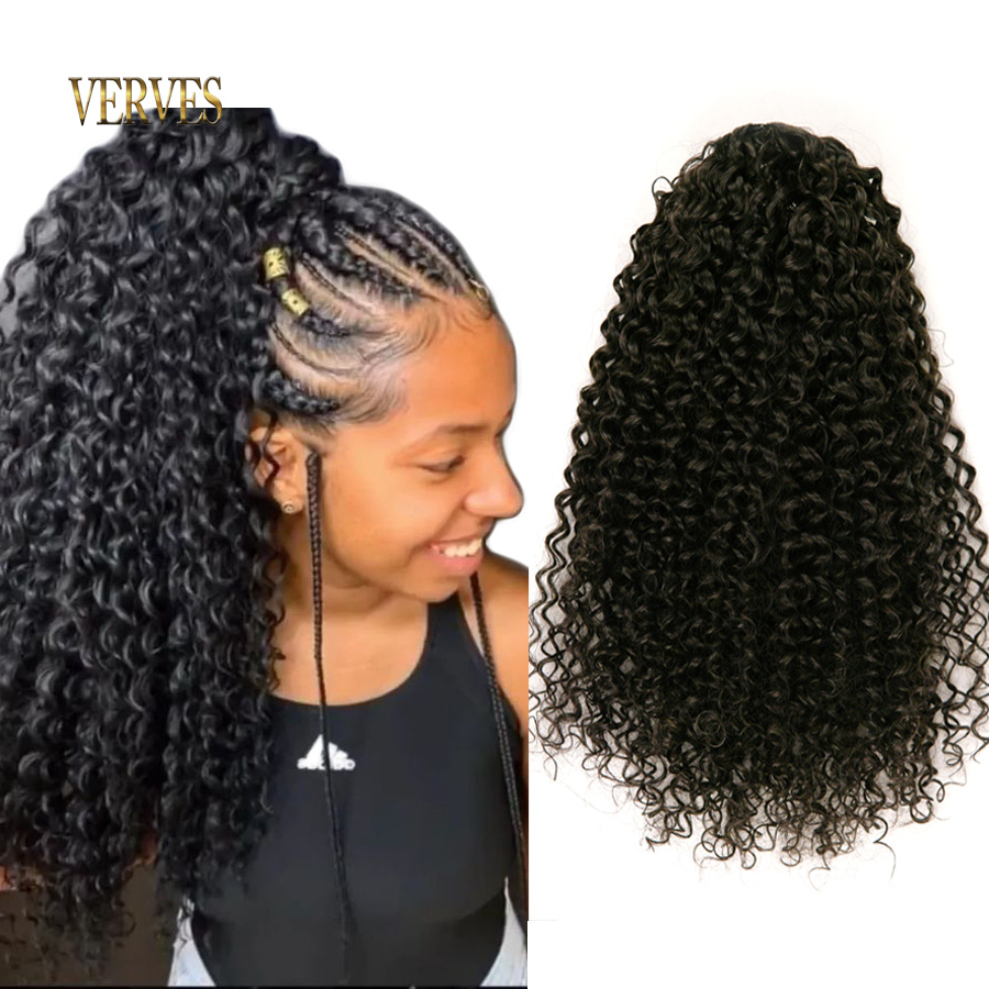 Drawstring Afro Curly Puff Ponytail - ポニーテール-16インチの長さの合成かつら,177cmのヘアエクステンション