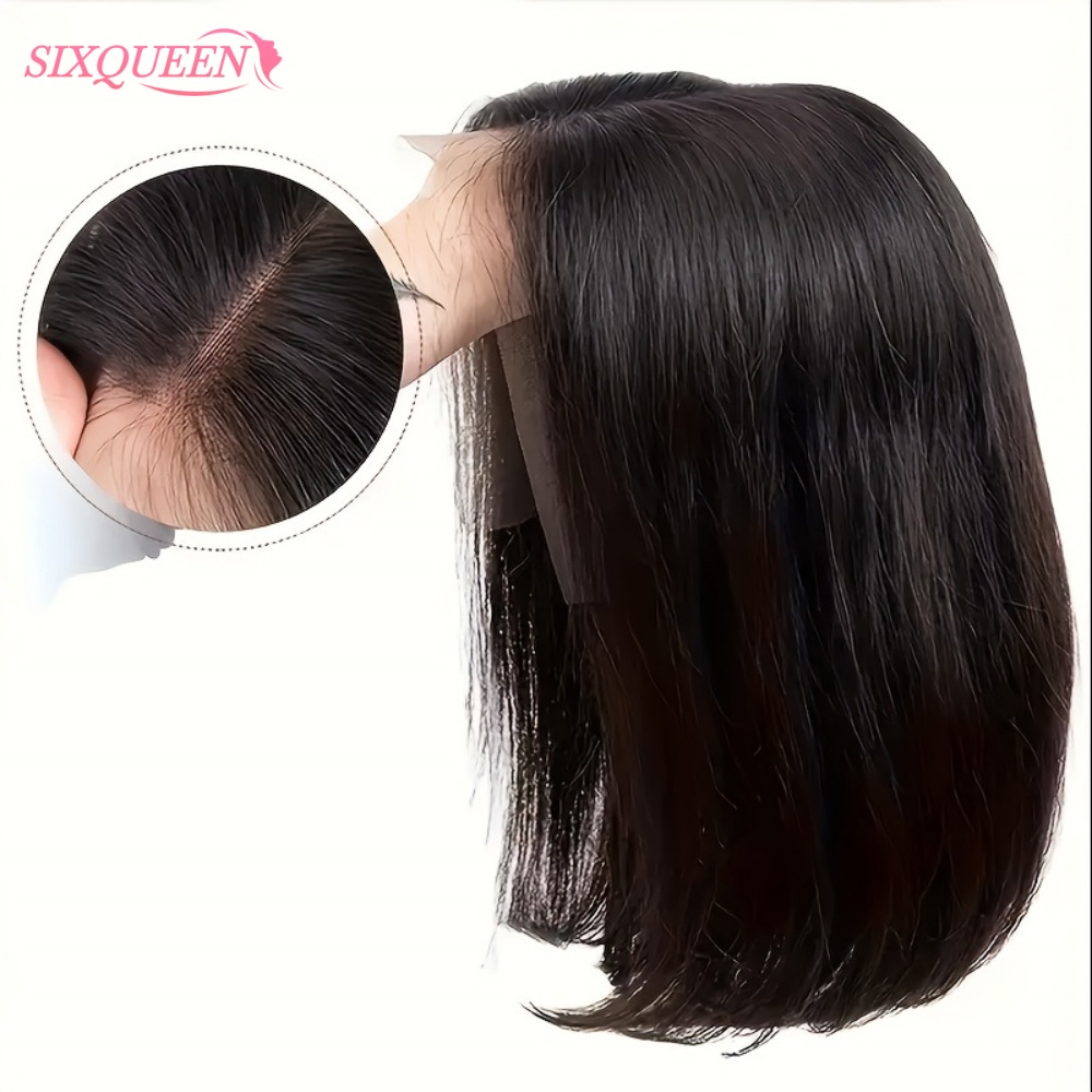 Lace Front Wigs - 接着剤不要の人毛ウィッグ、プレプラッキング済み、装着簡単、5x5プレカットHDレースクロージャーボブウィッグ、ストレートショートボブウィッグ、女性用人毛ウィッグ