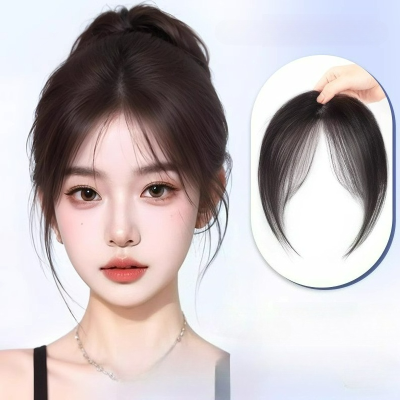 Invisible Tape In Extensions Real Hair - 超軽量人毛前髪額再発行ワンクリップインヘアエクステンション自然な不可視フリンジヘアピース女の子女性用