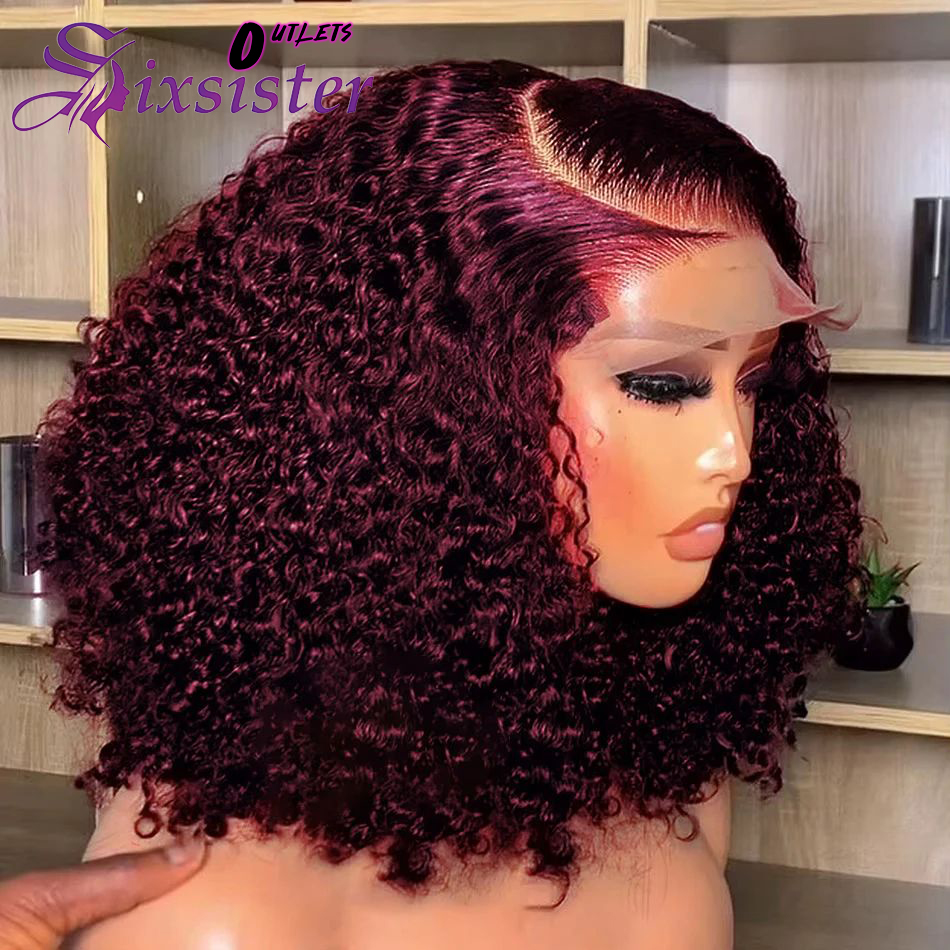 Glueless Wear And Go Human Hair Wig - ブルゴーニュ 99J ディープウェーブショートボブウィッグ 100% 人毛ウィッグ水カーリーウィッグベビーヘア 13
