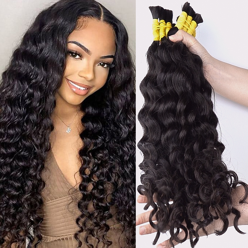 スーパーフレンチバルク人毛ブレイズヘア ウェットアンドウェイ - Water Wave Bulk Human Hair For Braiding のレビューと価格