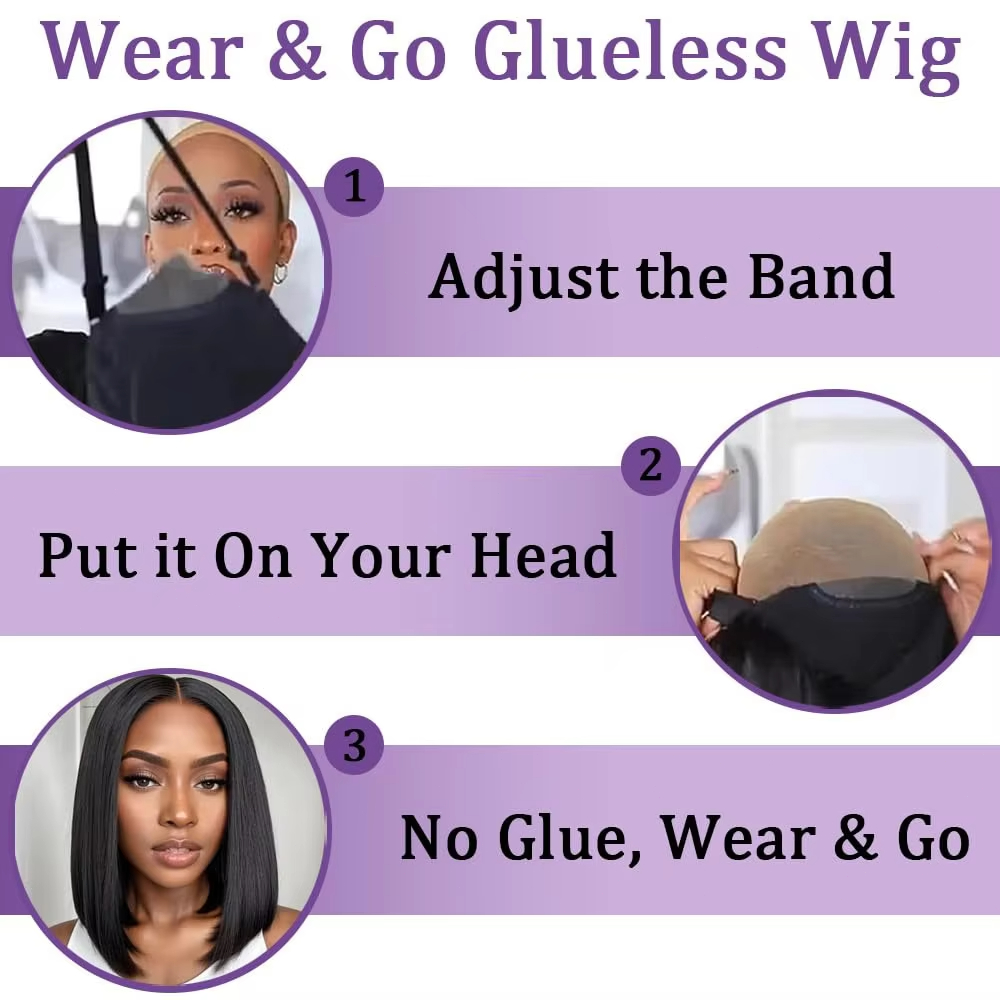 接着剤不要の人毛ウィッグ、プレプラッキング済み、装着簡単、5 - Lace Front Wigs のレビューと価格