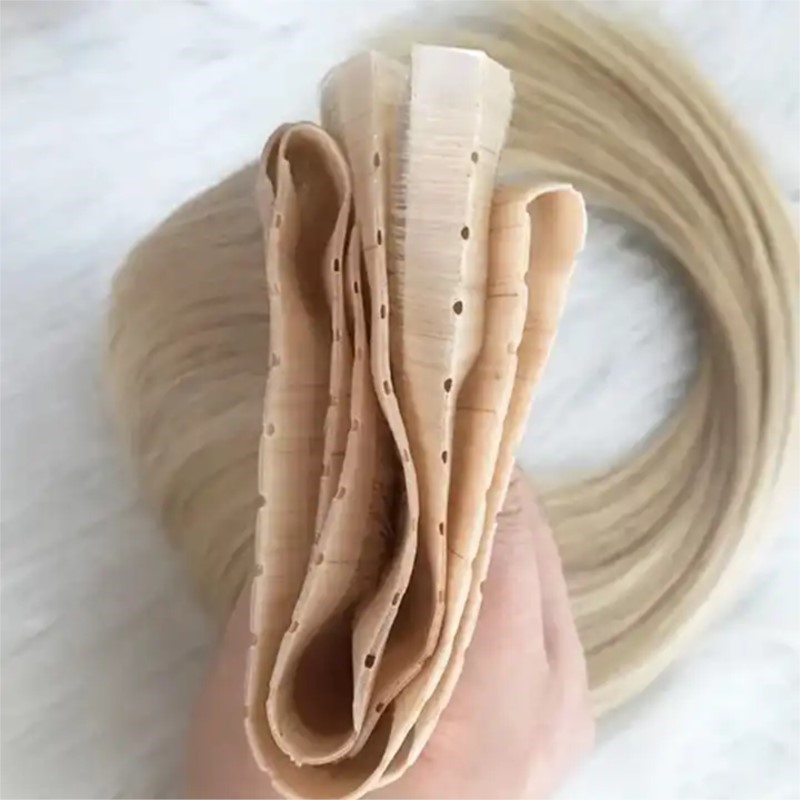 穴の開いた目に見えないPU横糸,人間の髪の毛,ツインタブ,注 - Invisible Tape In Extensions Real Hair のレビューと価格