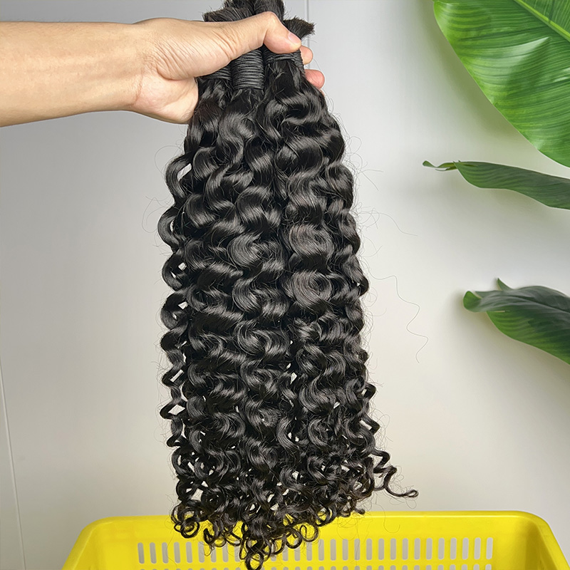 100%人毛バルクヘア、編み込み用ウォーターウェーブ、未加工 - Water Wave Bulk Human Hair For Braiding のレビューと価格