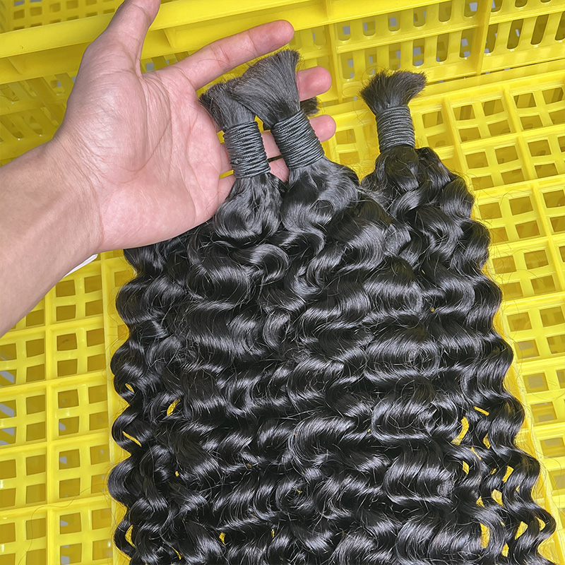 100%人毛バルクヘア、編み込み用ウォーターウェーブ、未加工 - Water Wave Bulk Human Hair For Braiding のレビューと価格