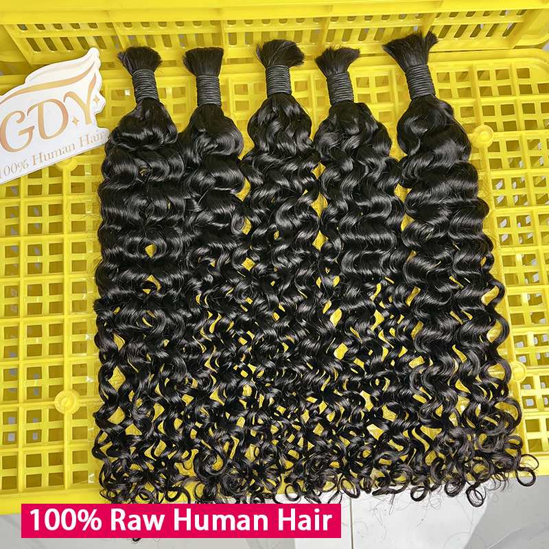 100%人毛バルクヘア、編み込み用ウォーターウェーブ、未加工 - Water Wave Bulk Human Hair For Braiding のレビューと価格