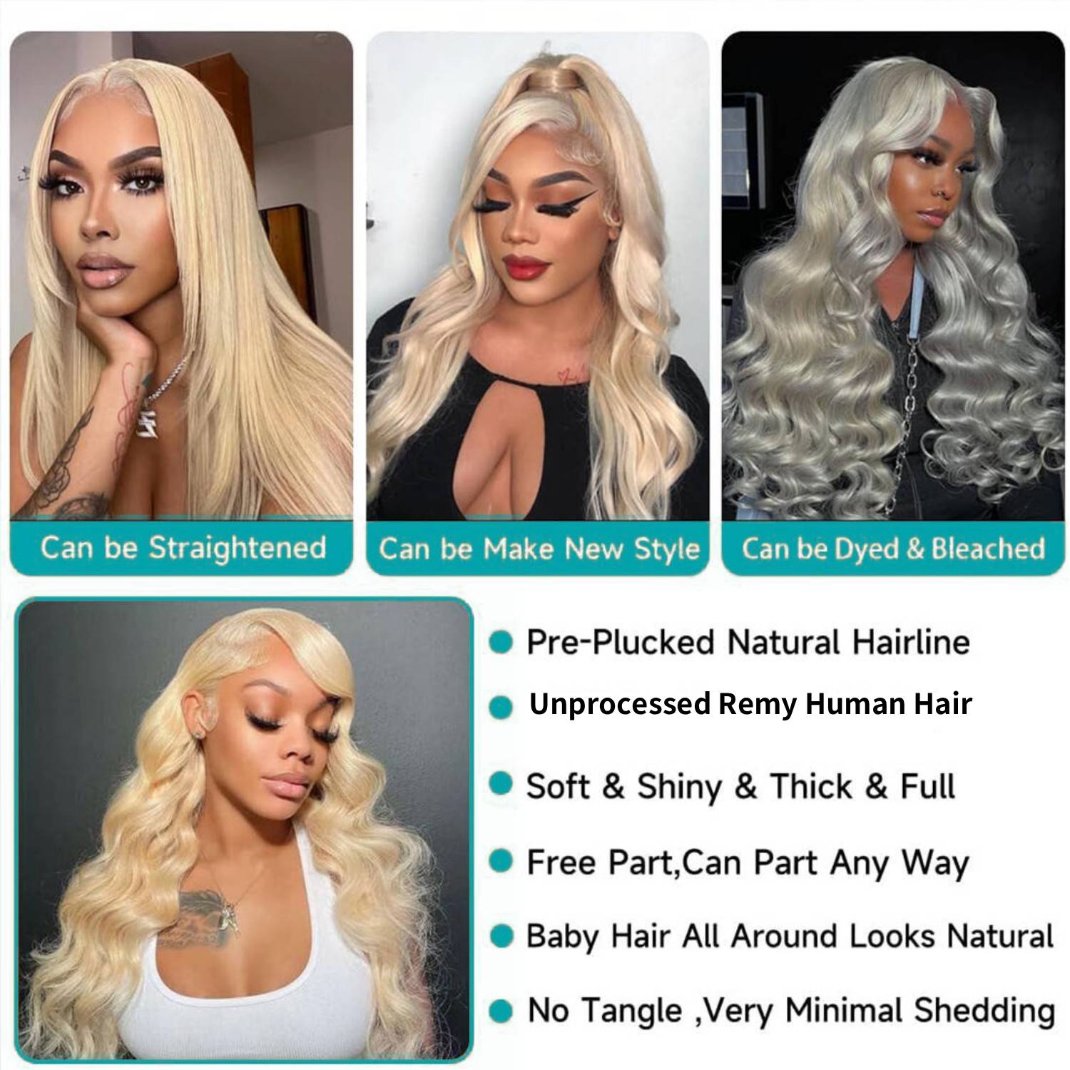 613ハニーブロンドシルキーロングボディウェーブブラジリアン - 613 Blonde Body Wave Lace Front Wig のレビューと価格