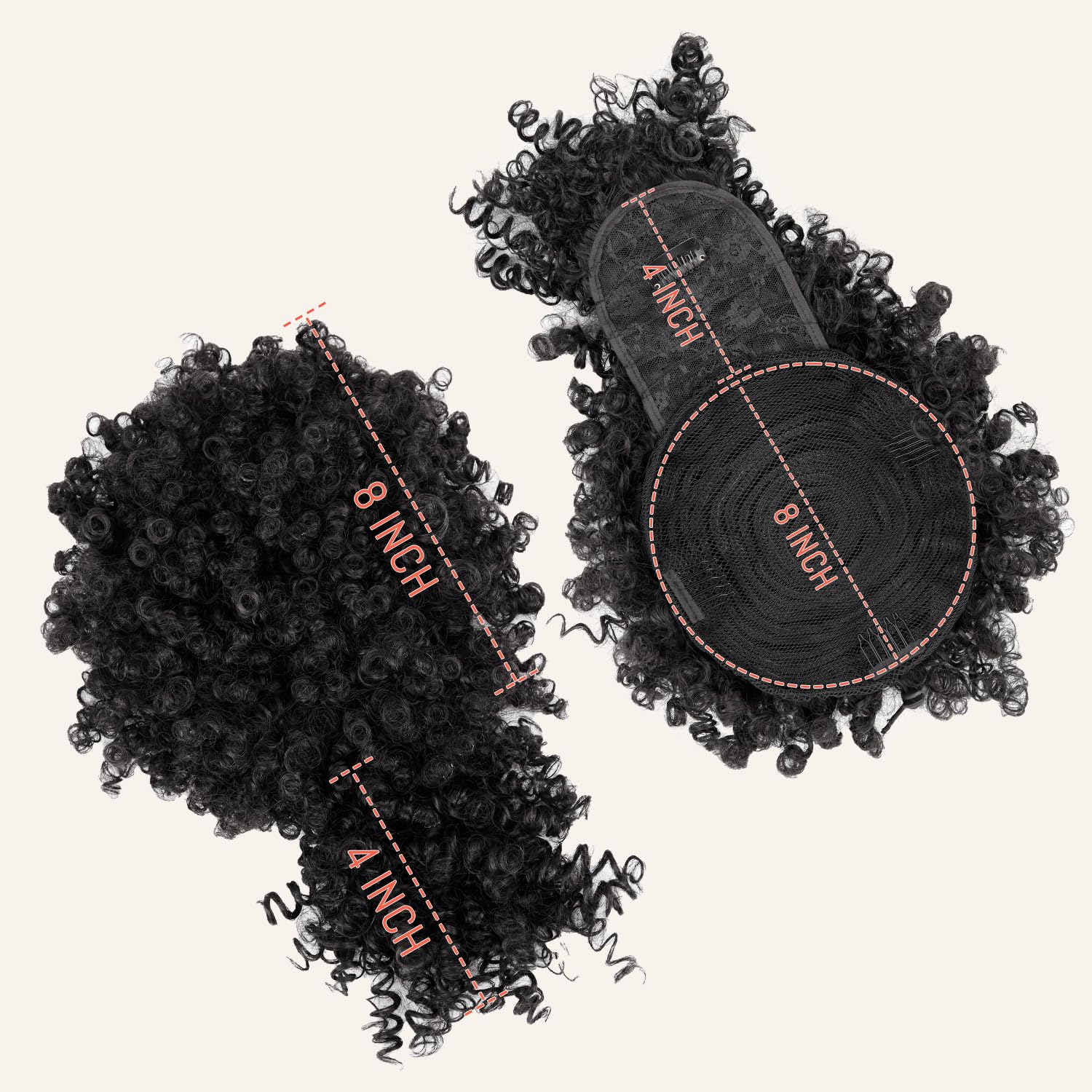 ショートドローストリングポニーテール（前髪付き）アフロパフポ - Drawstring Afro Curly Puff Ponytail のレビューと価格