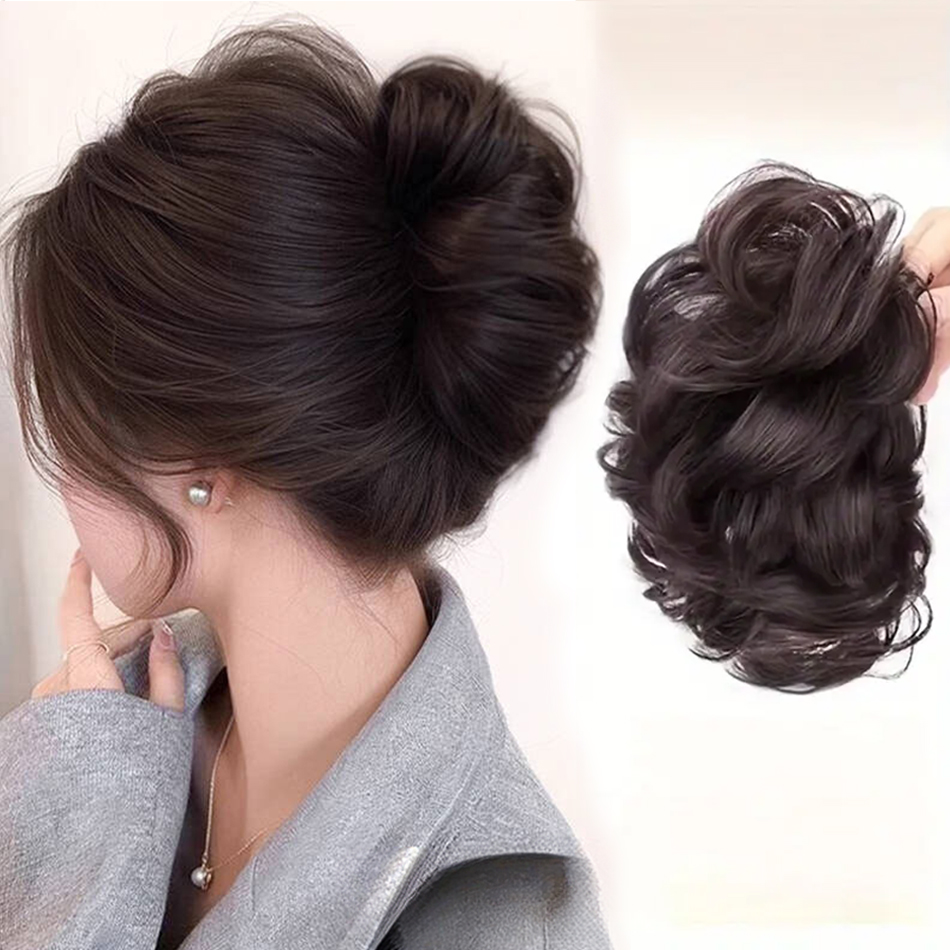 合成メッシーおだんごヘアピース爪クリップポニーテールエクステ - Claw Clip Messy Bun Hair Piece のレビューと価格