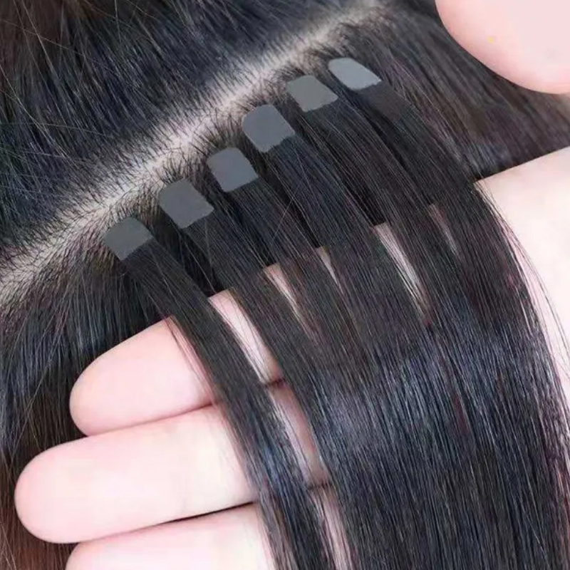 ミニテープヘアエクステンション人毛ナチュラルテープヘアエクス - Invisible Tape In Extensions Real Hair のレビューと価格