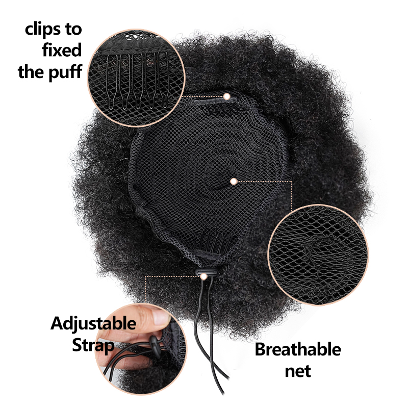 8インチのアフロパフドローストリングポニーテールヘアバン、1 - Drawstring Afro Curly Puff Ponytail のレビューと価格