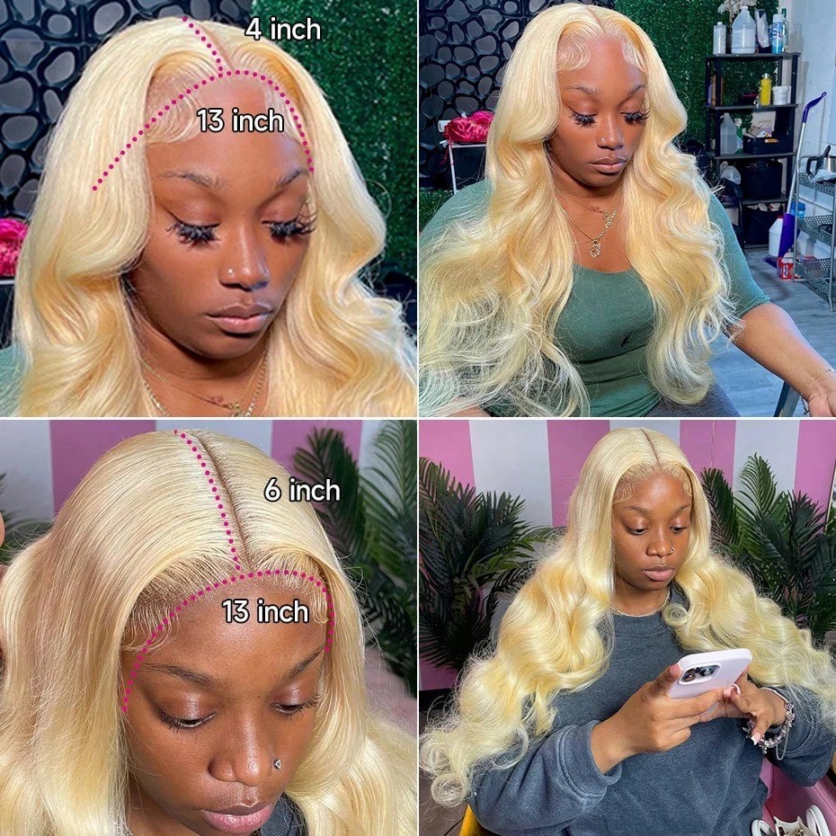 613 13x6レースフロントウィッグ人毛40インチウィッグ - 613 Blonde Body Wave Lace Front Wig のレビューと価格