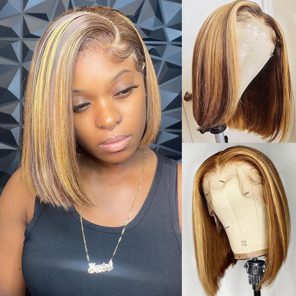 ボブウィッグ 人毛 13x4 HDレースフロント ショートス - Pre Parted 13X4 Lace Front Bob Wig のレビューと価格