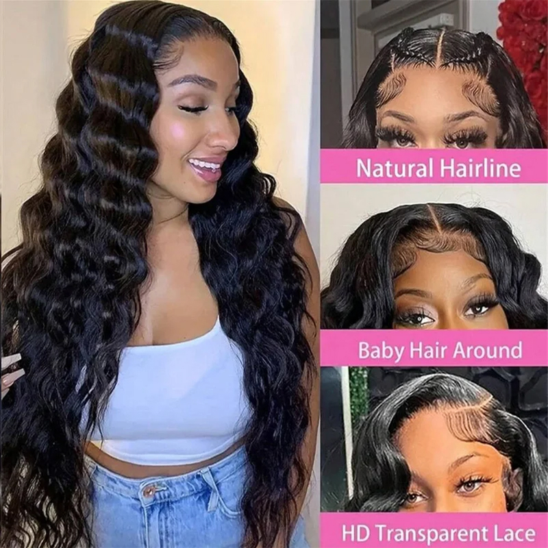 220%高密度38インチルーズウェーブ13x6 HDレースフ - Human Hair Wigs のレビューと価格