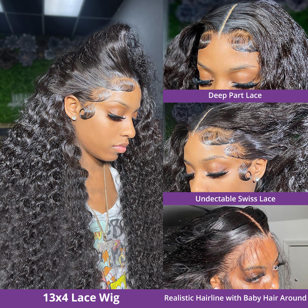 200%リアル密度30～40インチディープウェーブ13x6  - Hd Lace Frontal Wig Human Hair Pre Plucked のレビューと価格