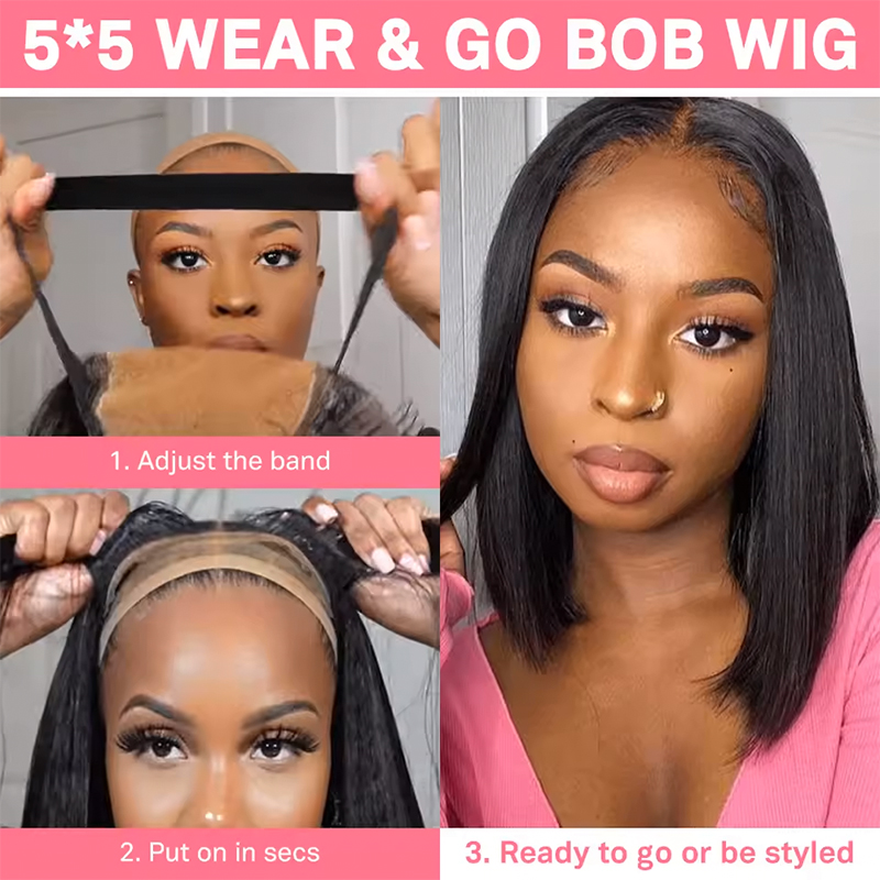 220%高密度、すぐに着用できるボーンストレート、接着剤不要 - Glueless Wear And Go Human Hair Wig のレビューと価格