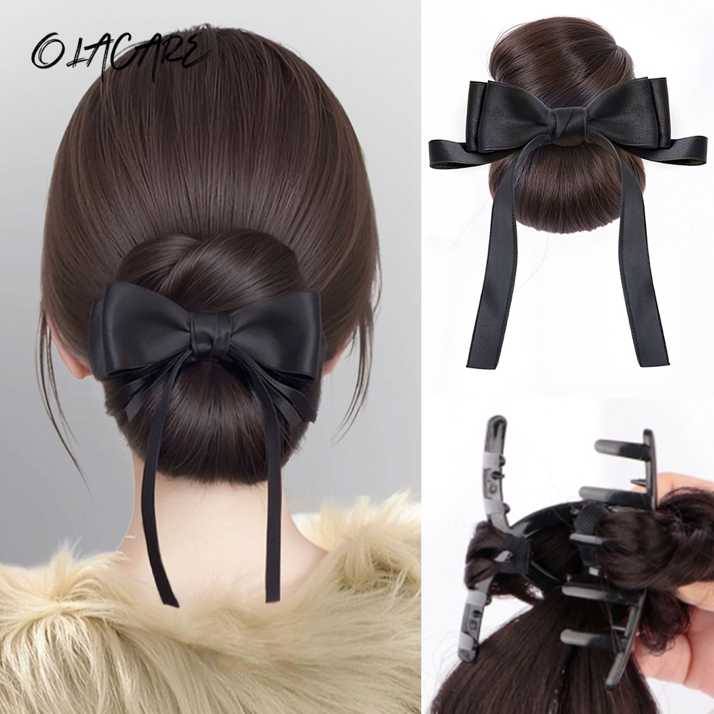 合成ボウヘアクリップシニヨンメッシーバンクリップインヘアピー - Claw Clip Messy Bun Hair Piece のレビューと価格