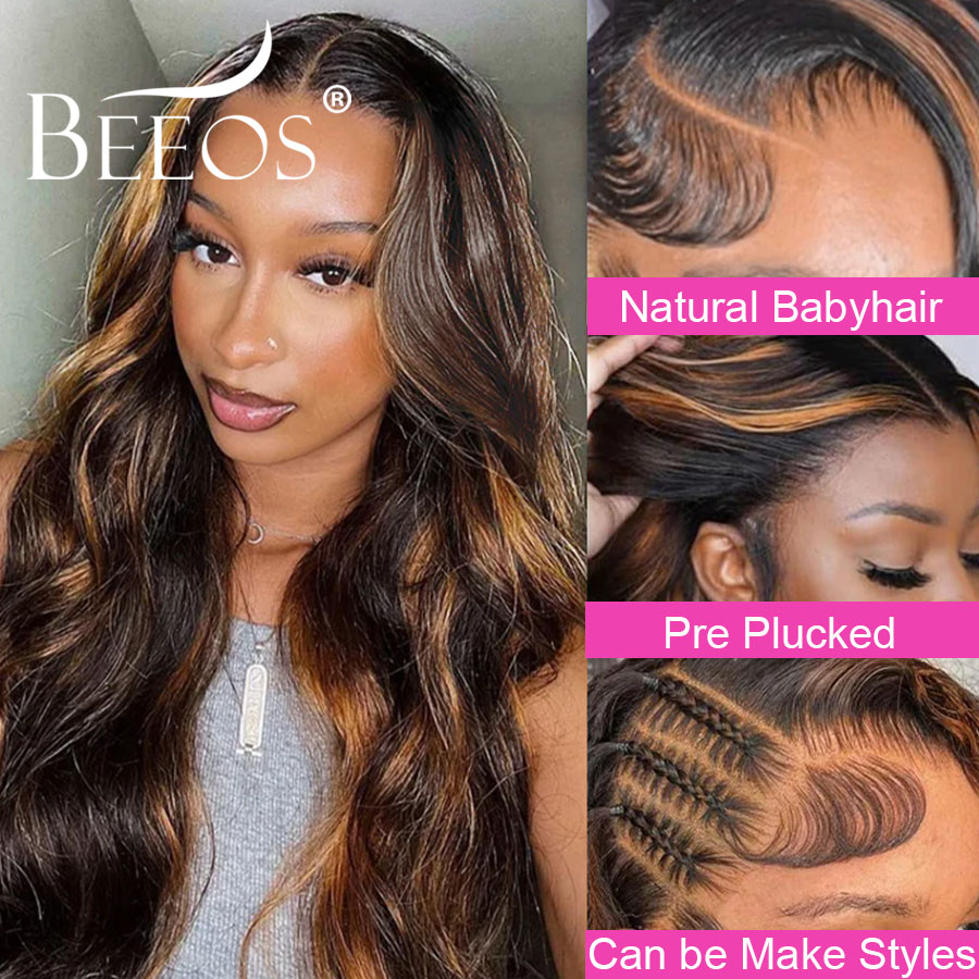 # 1B/30 ハイライトボディウェーブ 13x6 本物のH - Human Hair Wigs のレビューと価格