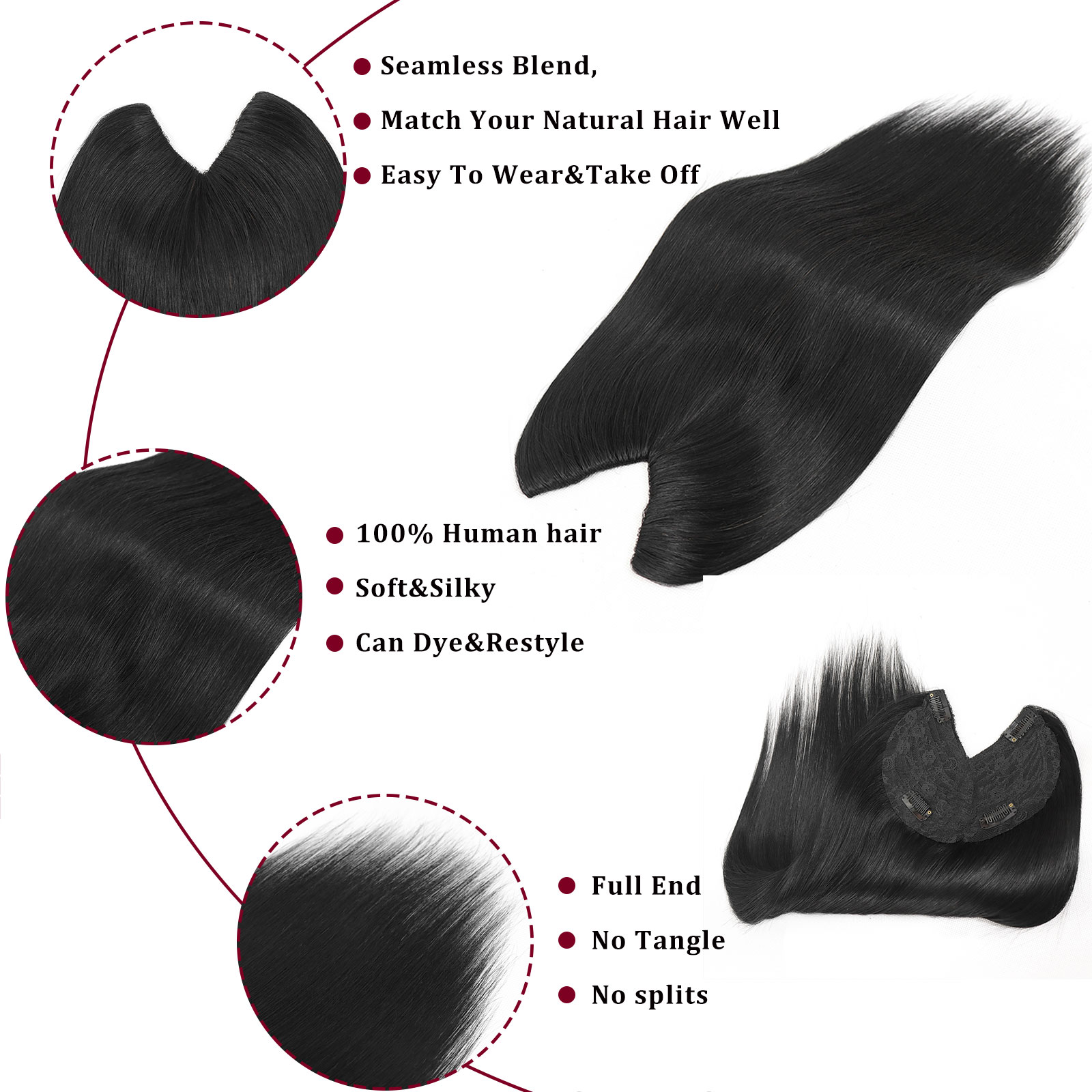 V字型クリップ式人毛エクステンション 透明ブラウンブロンドハ - Seamless Clip In Hair Extensions Human Hair のレビューと価格