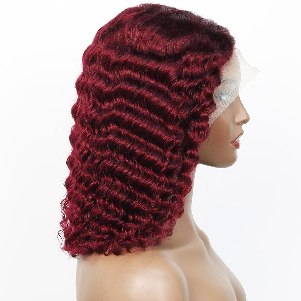 99j バーガンディ ディープボブウィッグ 人毛 ショートカ - Glueless Wear And Go Human Hair Wig のレビューと価格