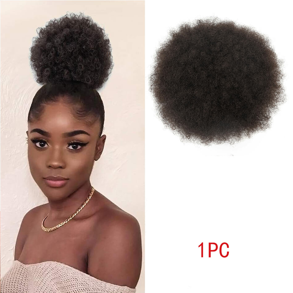 アフロパフドローストリングポニーテールショートシンセティック - Drawstring Afro Curly Puff Ponytail のレビューと価格