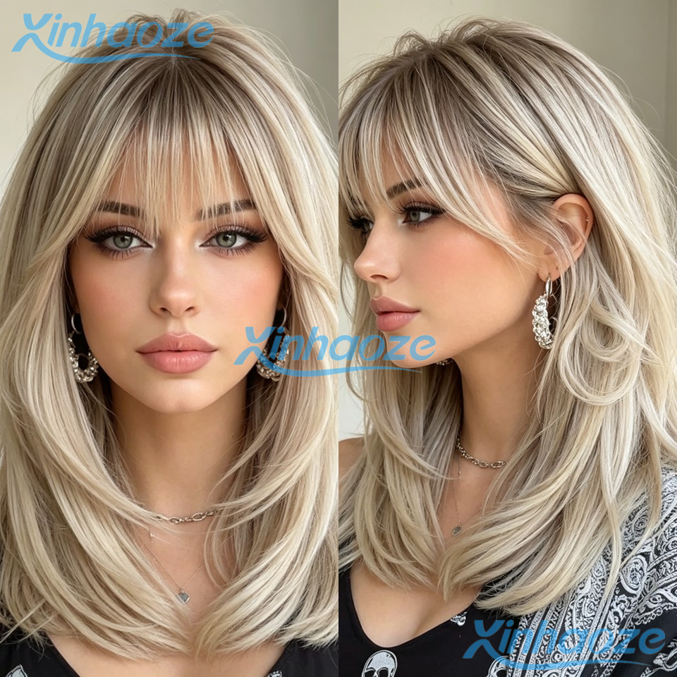 フリンジ付き人毛プラチナブロンドショートブラジリアン13x4 - 613 Blonde Body Wave Lace Front Wig のレビューと価格