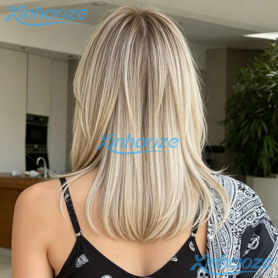 フリンジ付き人毛プラチナブロンドショートブラジリアン13x4 - 613 Blonde Body Wave Lace Front Wig のレビューと価格