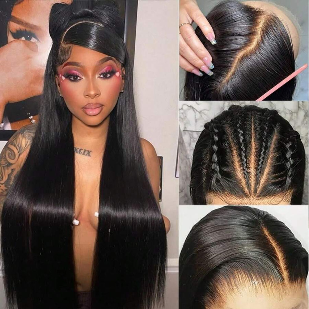 34インチ ボーンストレート レースフロントウィッグ 人毛プ - Hd Lace Frontal Wig Human Hair Pre Plucked のレビューと価格