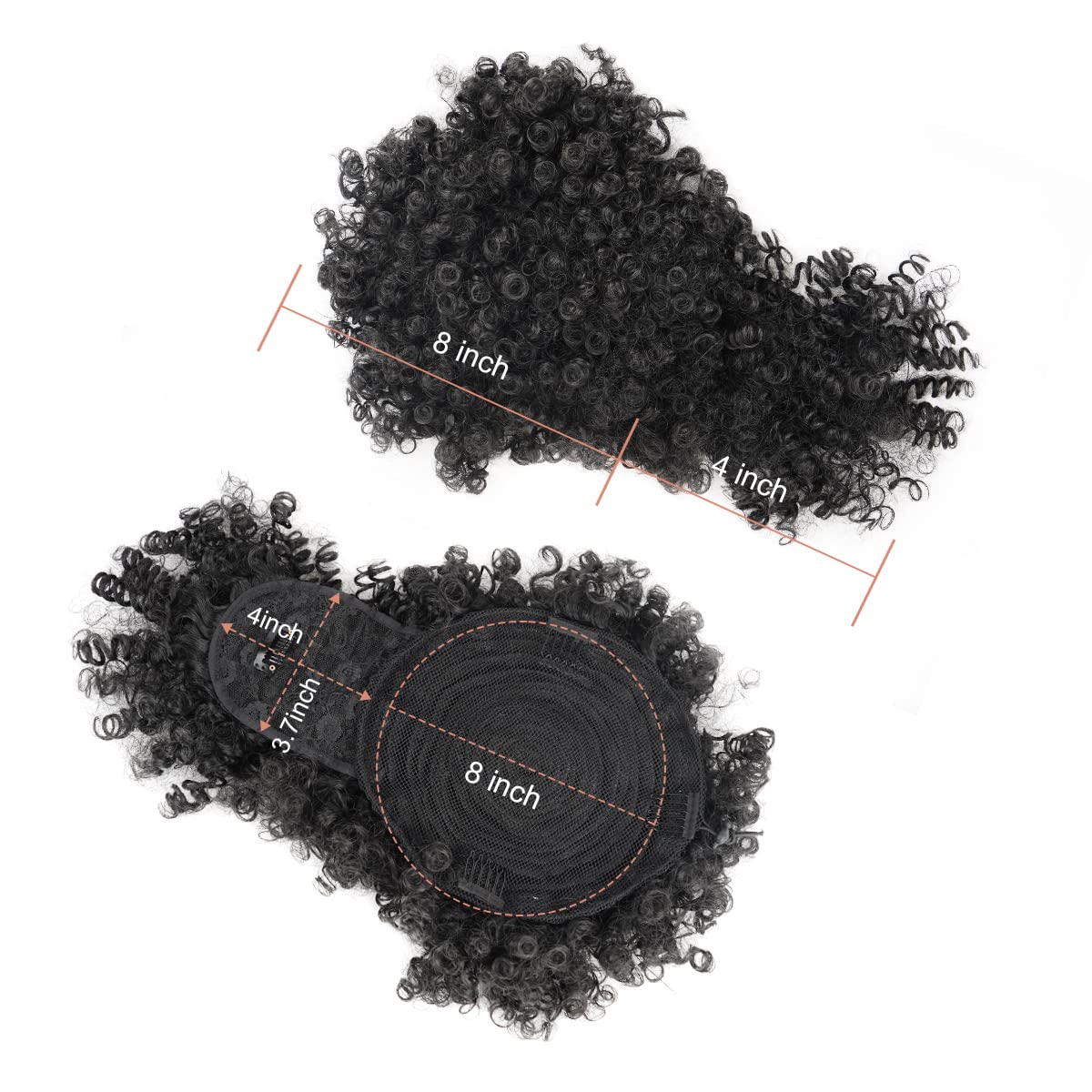 フリンジ付きアフロパフ合成引きひもポニーテール、黒人女性用パ - Drawstring Afro Curly Puff Ponytail のレビューと価格