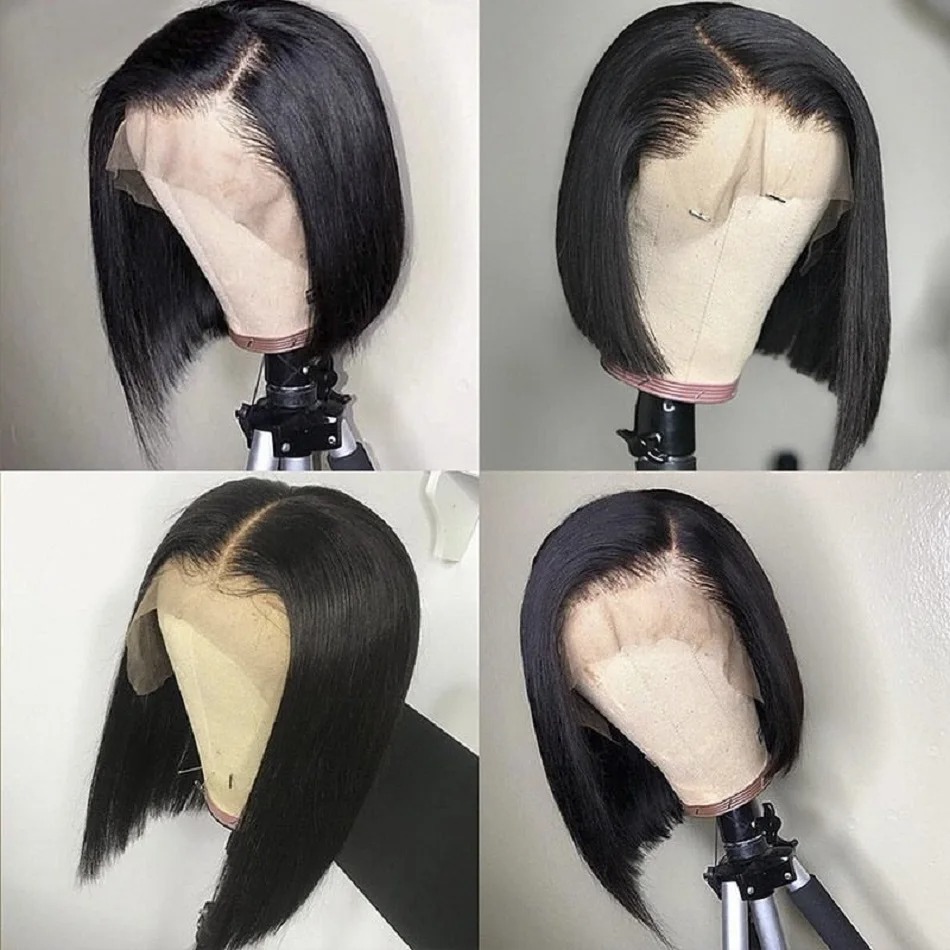 黒髪ショートレースフロントウィッグ 13x4 HD ボブヘア - Pre Parted 13X4 Lace Front Bob Wig のレビューと価格