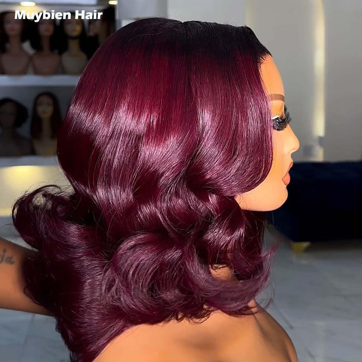 装着簡単グルーレスボブウィッグ人毛オンブレバーガンディルーズ - Glueless Wear And Go Human Hair Wig のレビューと価格