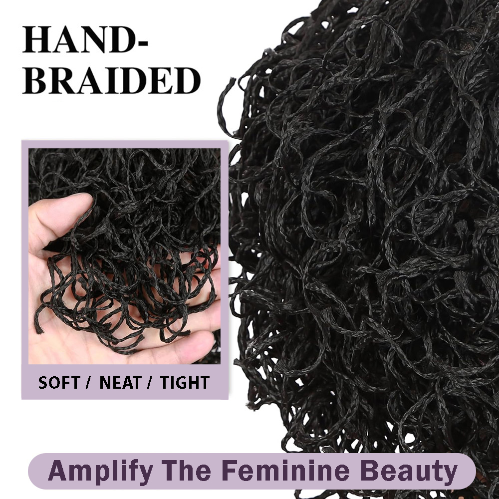 黒人女性用ダブルフルレースツイストボックス編み込みウィッグ、 - Synthetic Braided Wigs For Black Women のレビューと価格