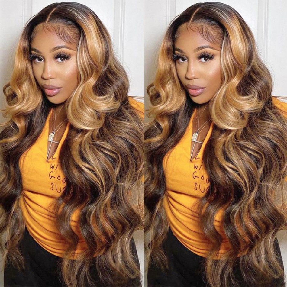 250密度ハイライトウィッグ人毛13x6 HDレースフロント - Human Hair Wigs のレビューと価格