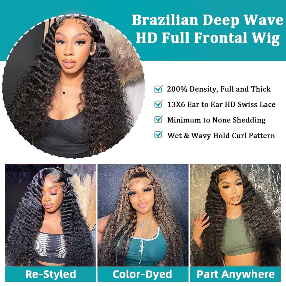40インチ、46インチのディープウェーブ、13x6、13x4 - Human Hair Wigs のレビューと価格