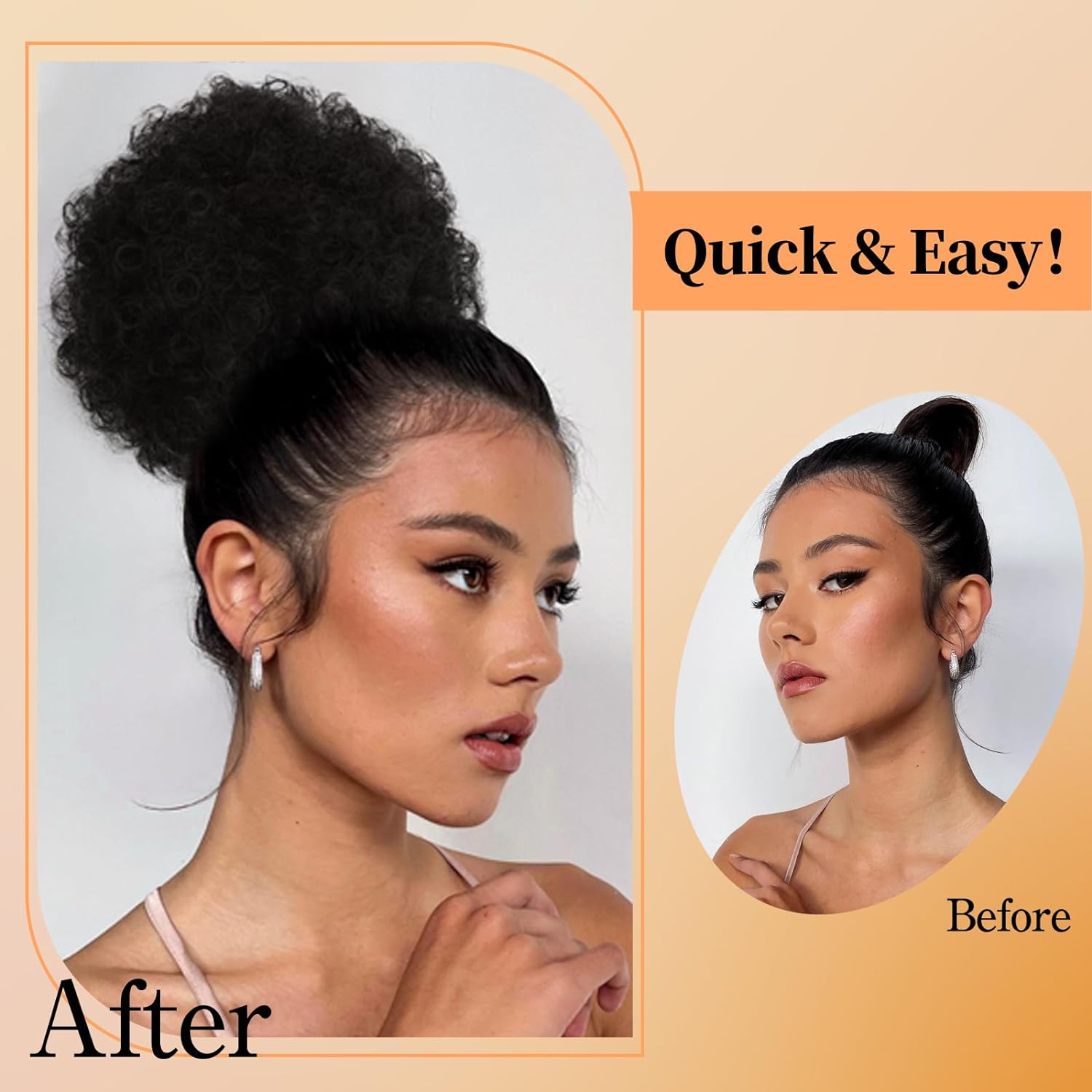 黒人女性のためのパフドローストリング,短い巻き毛のアフロポニ - Drawstring Afro Curly Puff Ponytail のレビューと価格