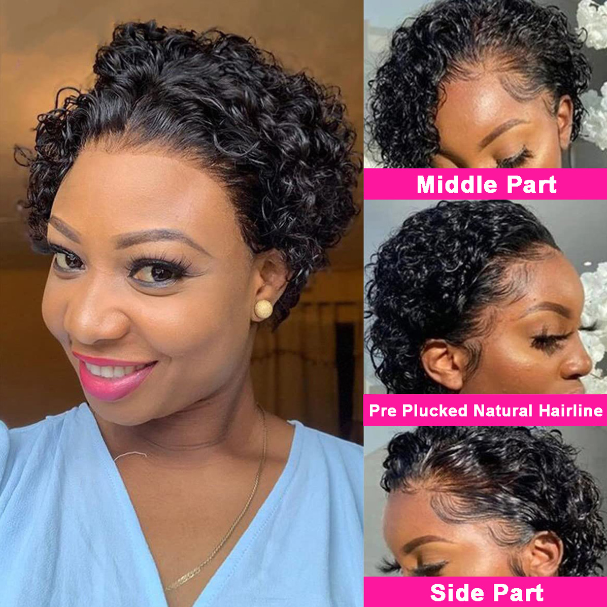 ピクシーカットウィッグ 13x4 ピクシーカール人毛ウィッグ - Short Pixie Cut Wig Human Hair Cheap のレビューと価格
