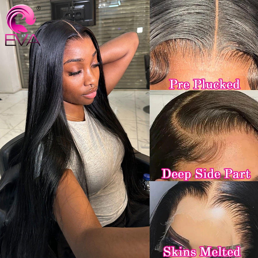 EVA-目に見えないHDレースフロントウィッグ,深い部分,事 - Hd Lace Frontal Wig Human Hair Pre Plucked のレビューと価格