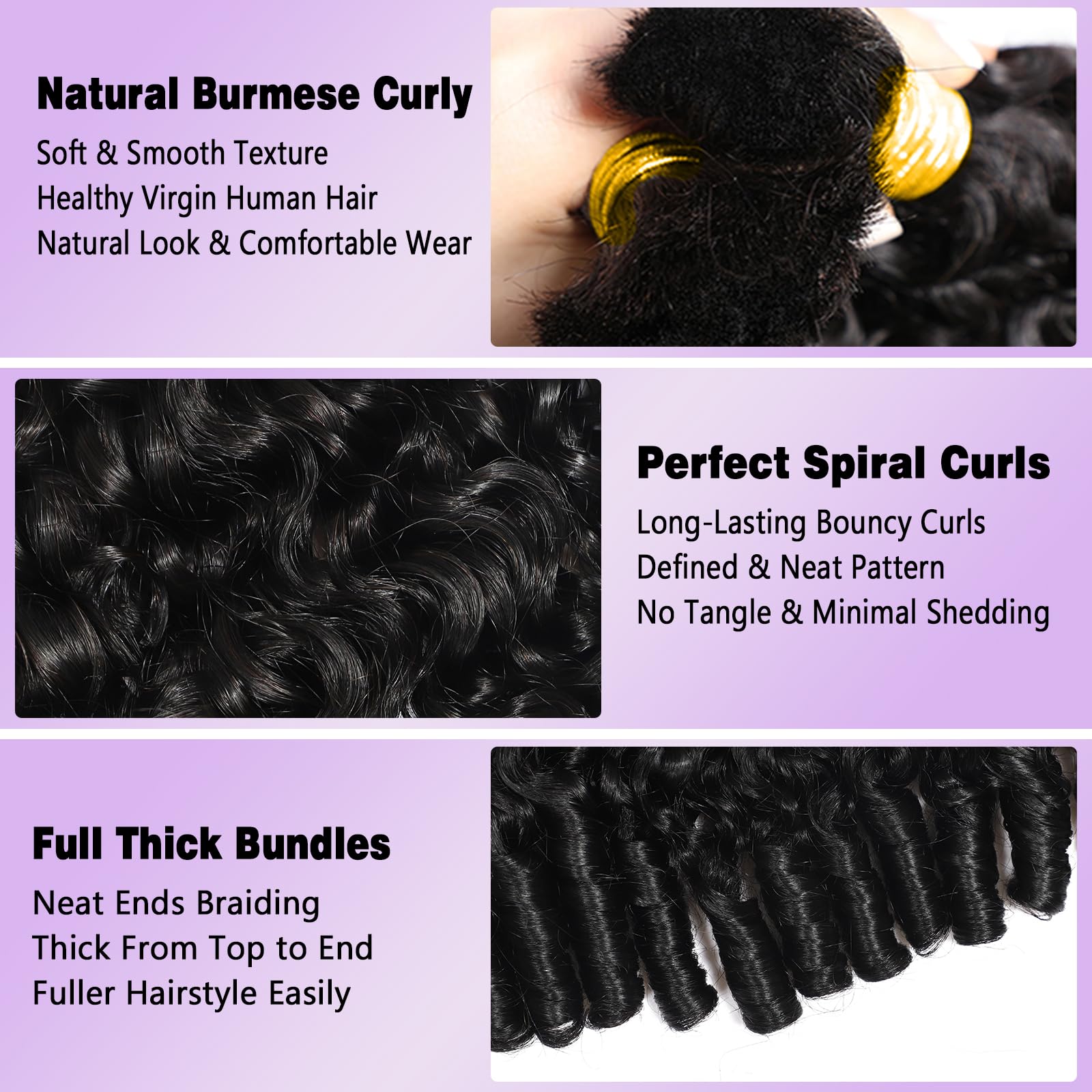12A人毛ブレイズヘア、ボヘミアンブレイズ用、ビルマ風カーリ - Water Wave Bulk Human Hair For Braiding のレビューと価格