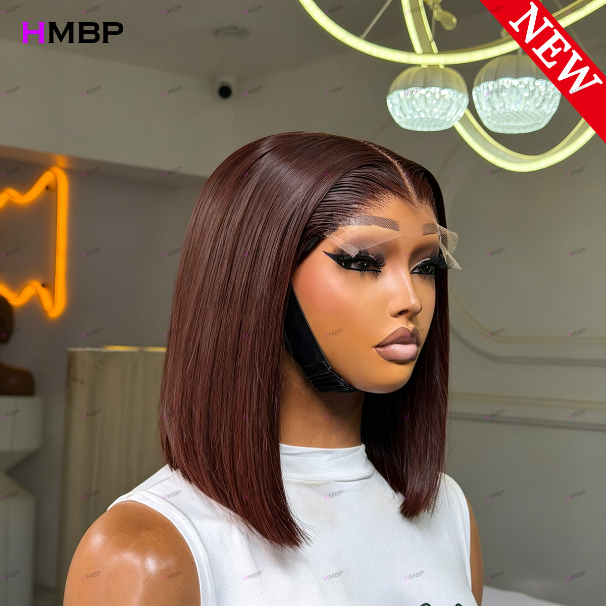 # 33番ダークオーバーンストレートボブウィッグ、350密度 - Lace Front Wigs のレビューと価格