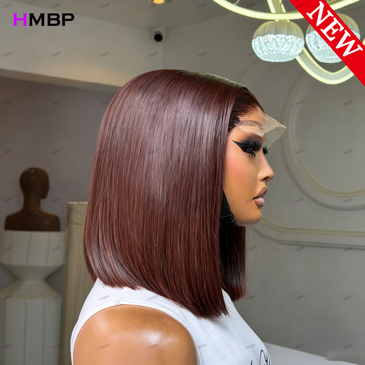 # 33番ダークオーバーンストレートボブウィッグ、350密度 - Lace Front Wigs のレビューと価格