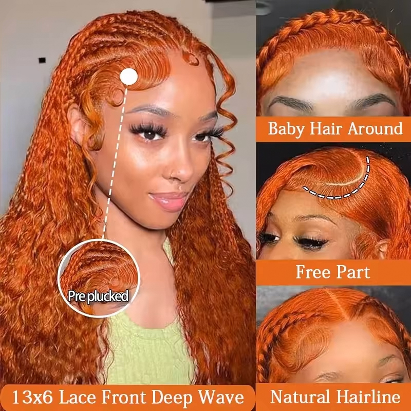 220%濃度ジンジャーオレンジウォーターウェーブ # 350 - Lace Front Wigs のレビューと価格