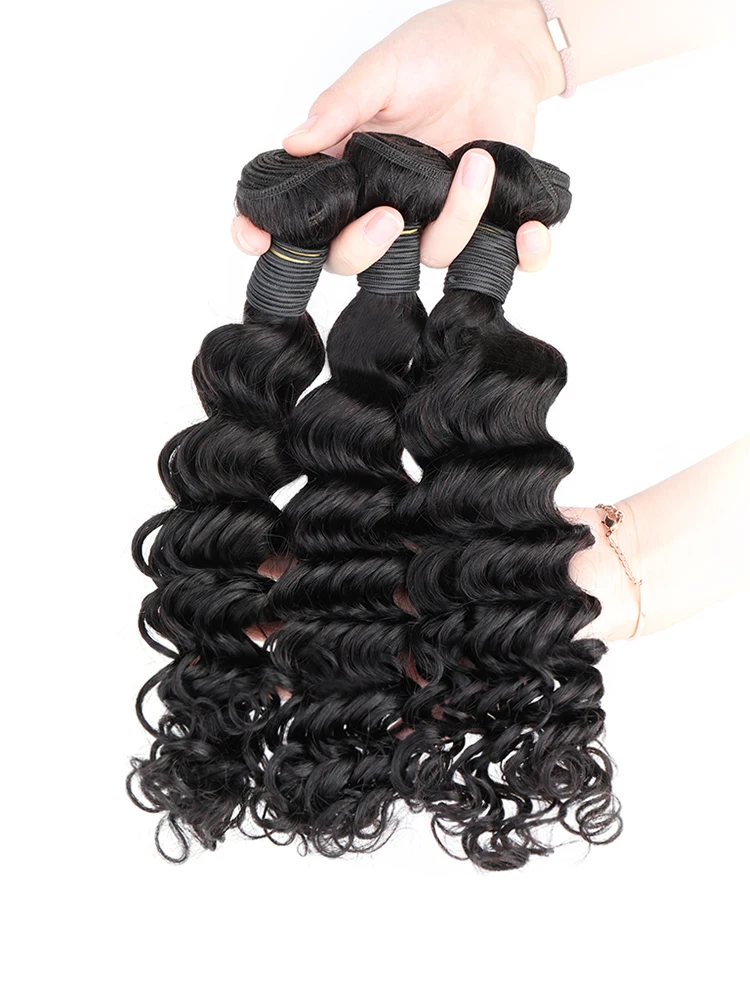 クロージャー付きディープウェーブストランド,ブラジルのバージ - Deep Wave 3 Bundles With Closure のレビューと価格