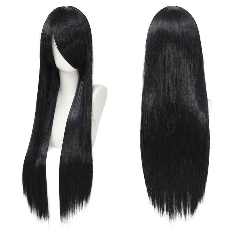 カラフルなロングストレート人工毛白紫黒コスプレウィッグ 80 - Synthetic Braided Wigs For Black Women のレビューと価格