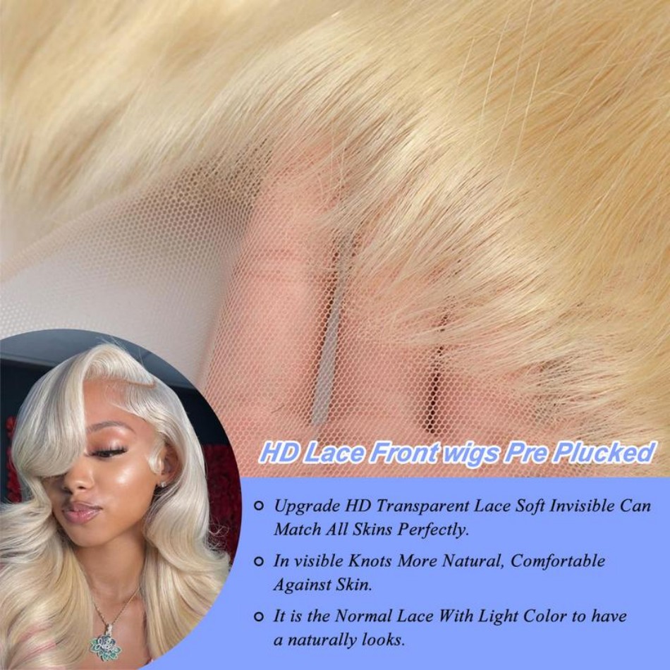 613 HDレースフロントウィッグ 13x6 ボディウェーブ - 613 Blonde Body Wave Lace Front Wig のレビューと価格