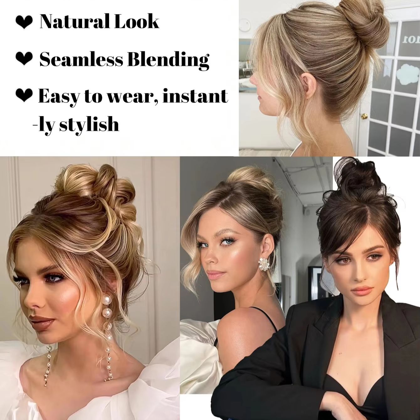 合成ミニクロークリップ付きメッシーヘアバン、ドーナツアップヘ - Claw Clip Messy Bun Hair Piece のレビューと価格