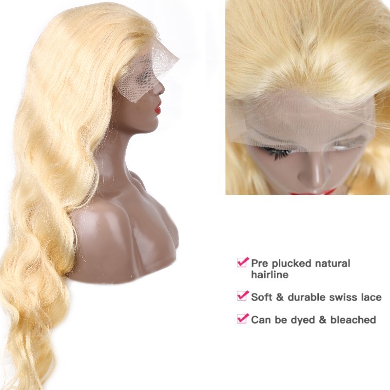 613 ハニーブロンド 13x4 レースフロント人毛ウィッグ - 613 Blonde Body Wave Lace Front Wig のレビューと価格