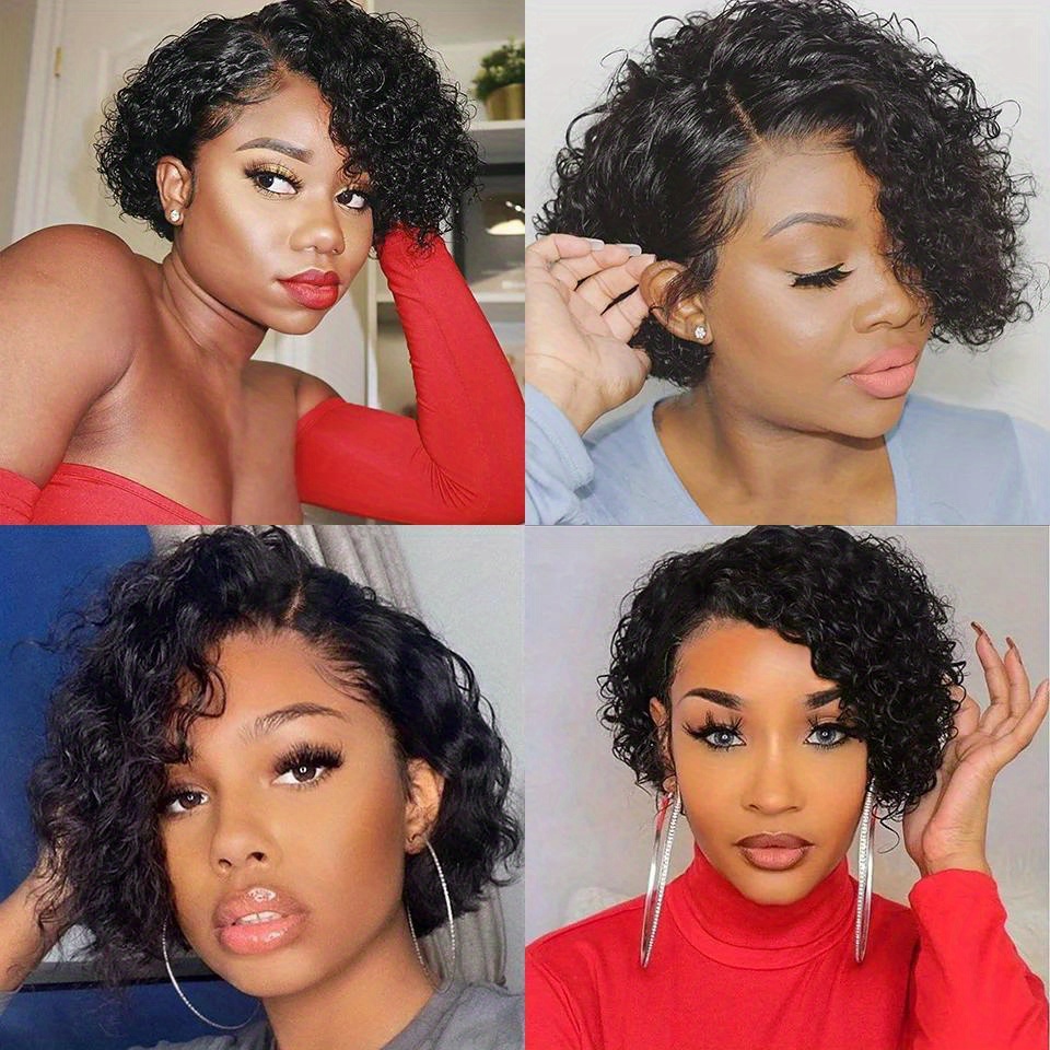ショートカール13x1レースカーリーピクシーカットウィッグ1 - Glueless Wear And Go Human Hair Wig のレビューと価格