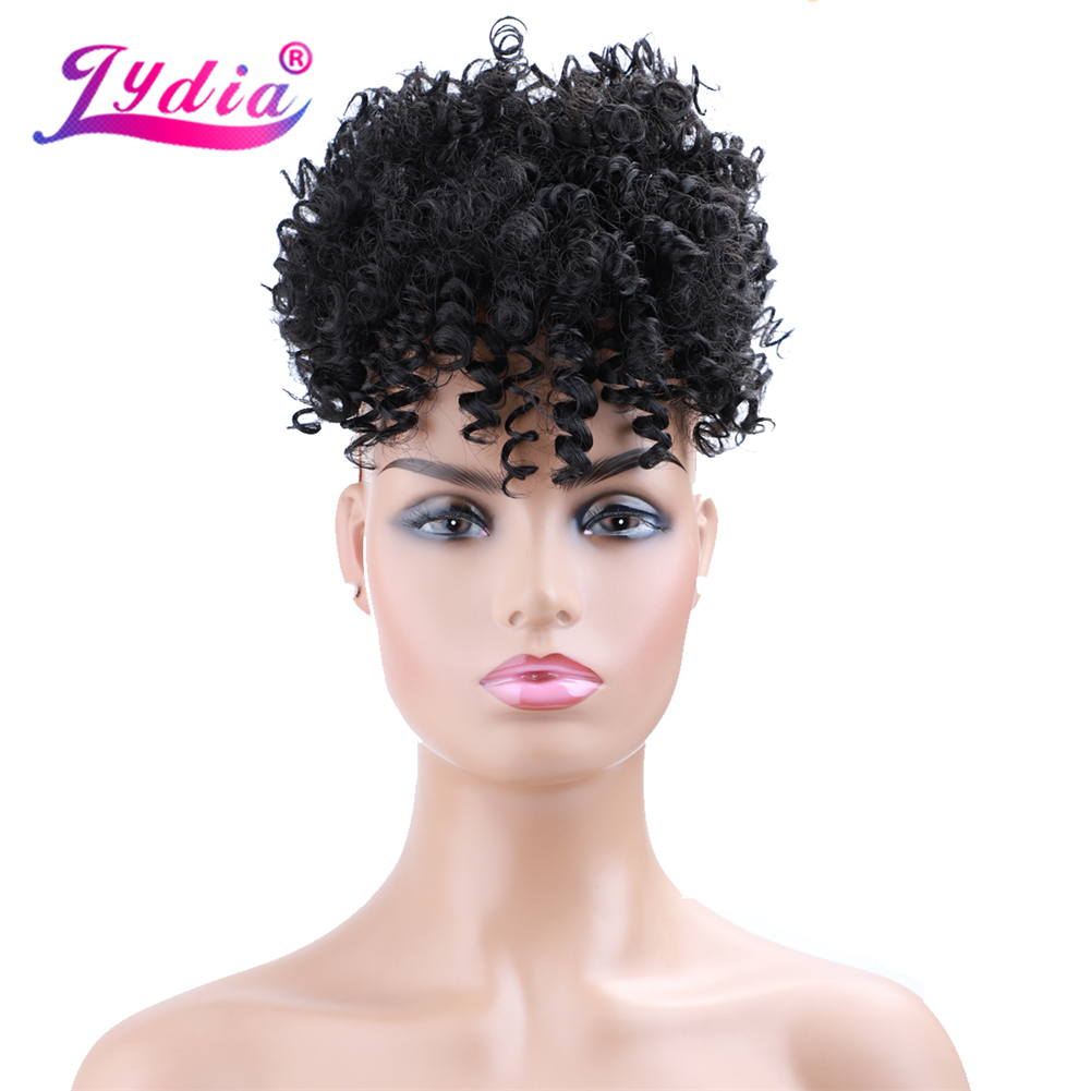 リディア巾着合成ハイパフアフロ変態カーリーポニーテール前髪シ - Drawstring Afro Curly Puff Ponytail のレビューと価格