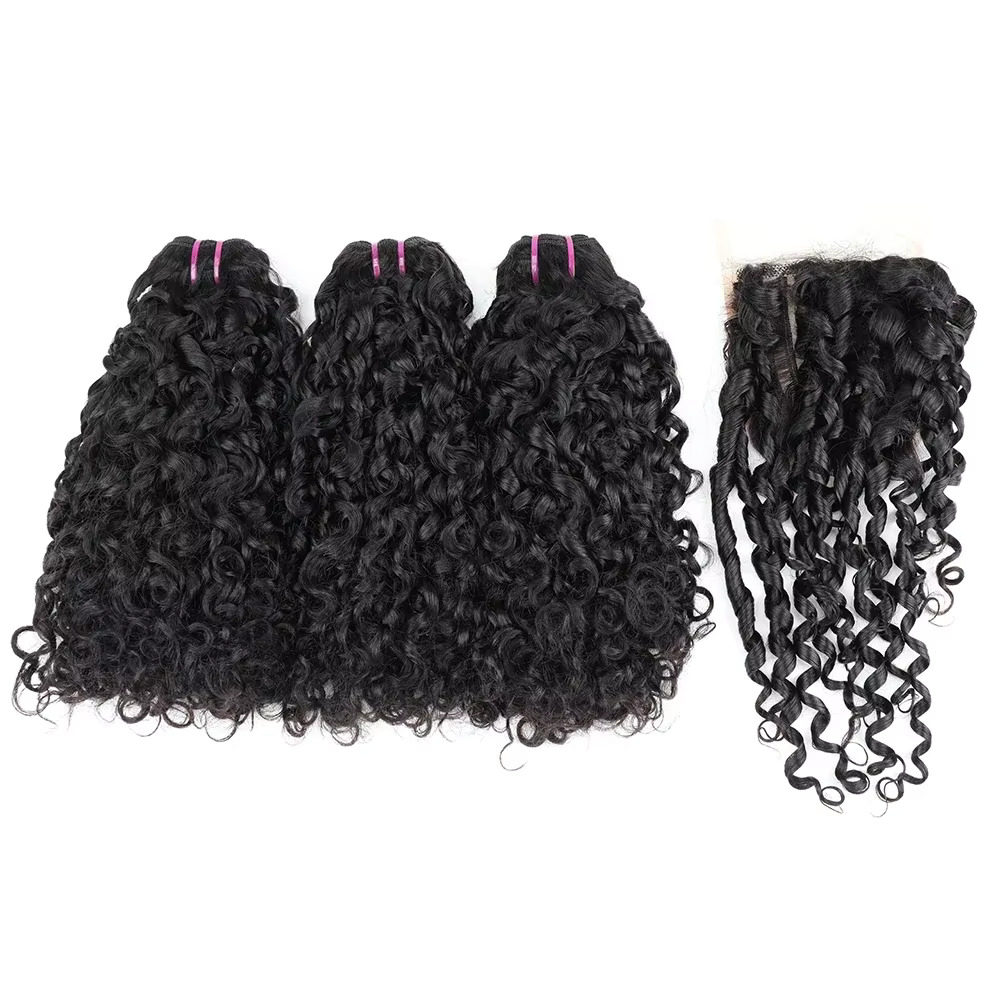 ピクシーカールヘアバンドル（クロージャー付き）ディープカーリ - Deep Wave 3 Bundles With Closure のレビューと価格