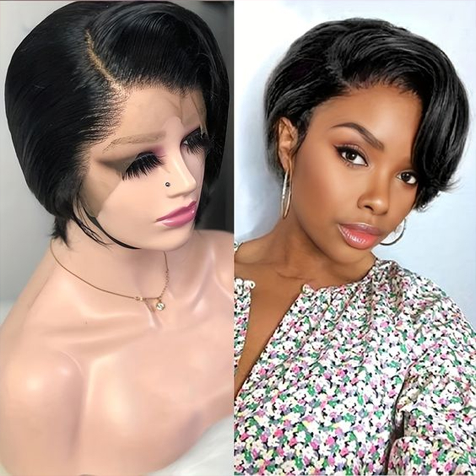 ピクシーカットウィッグ人毛 100% ストレートレースフロン - Short Pixie Cut Wig Human Hair Cheap のレビューと価格